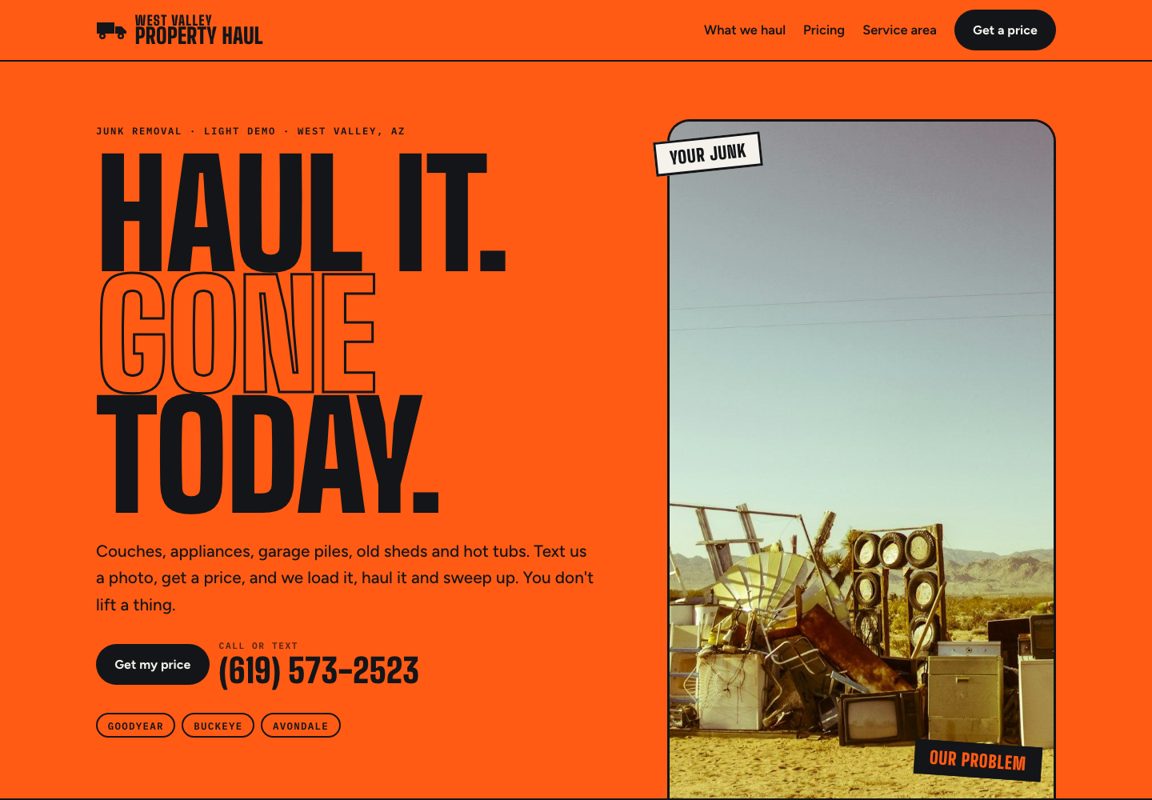 West Valley Property Haul sample website